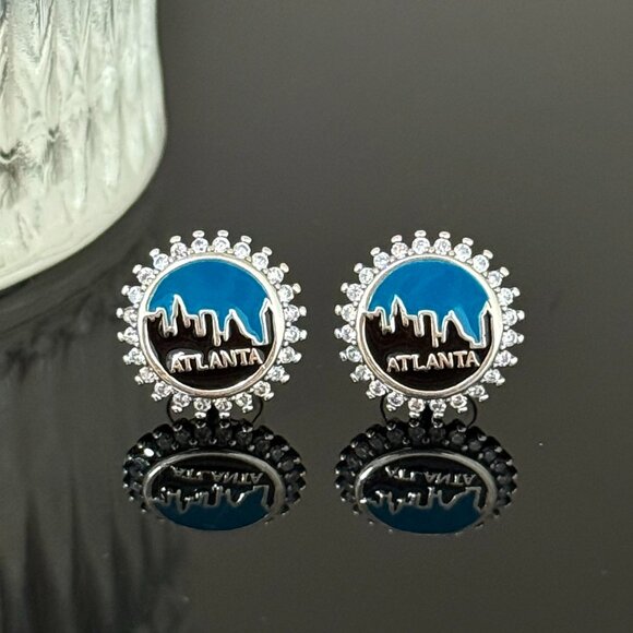 Jewelry - Atlanta Bling Earrings S925 Sterling Silver Handmade Ear Stud